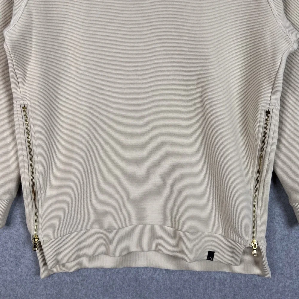 Varley Ivory Manning Ribbed Knit Side Zip Crewneck Sweatshirt Size Small - Picture 3 of 12